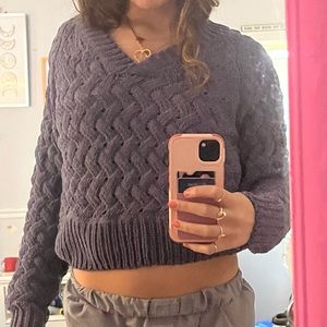 kendall and kylie purple-blue cropped sweater